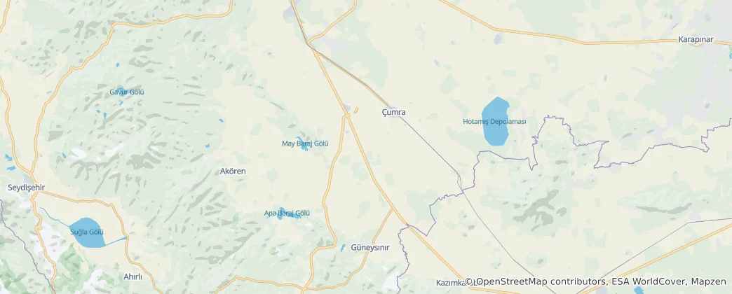 Mapa Çumra district