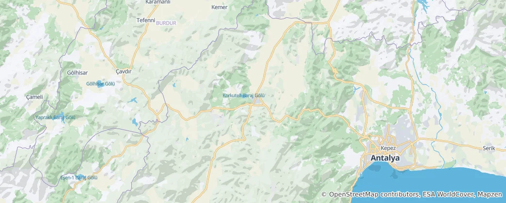 Map of Korkuteli district
