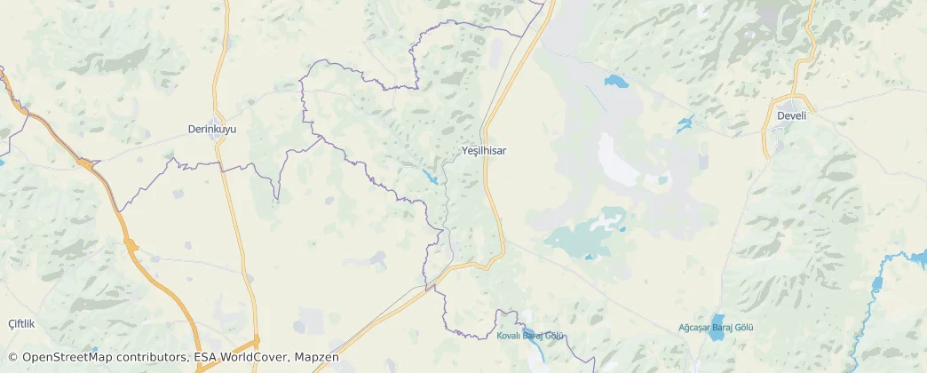 Yeşilhisar district — Map