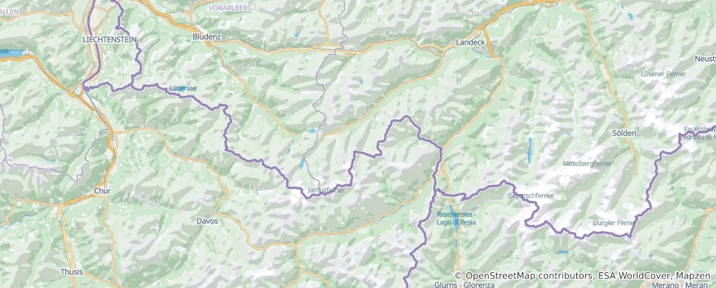 Mappa di Alpi del Silvretta, del Samnaun e del Ferwall