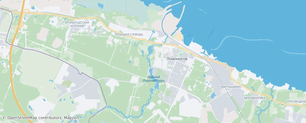 Kaart van Ораниенбаум - объект Всемирного наследия: дворцово-парковый ансамбль и исторический центр города Ломоносов