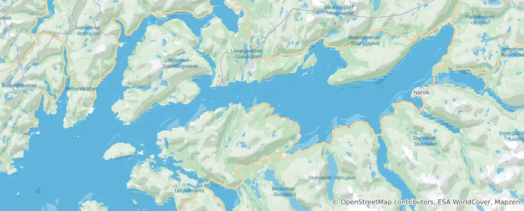 Mappa di Ofotfjorden - Ufuohttá