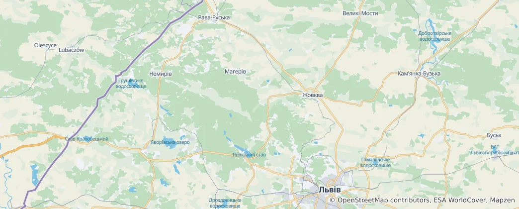 Mapa Javorivský rajón