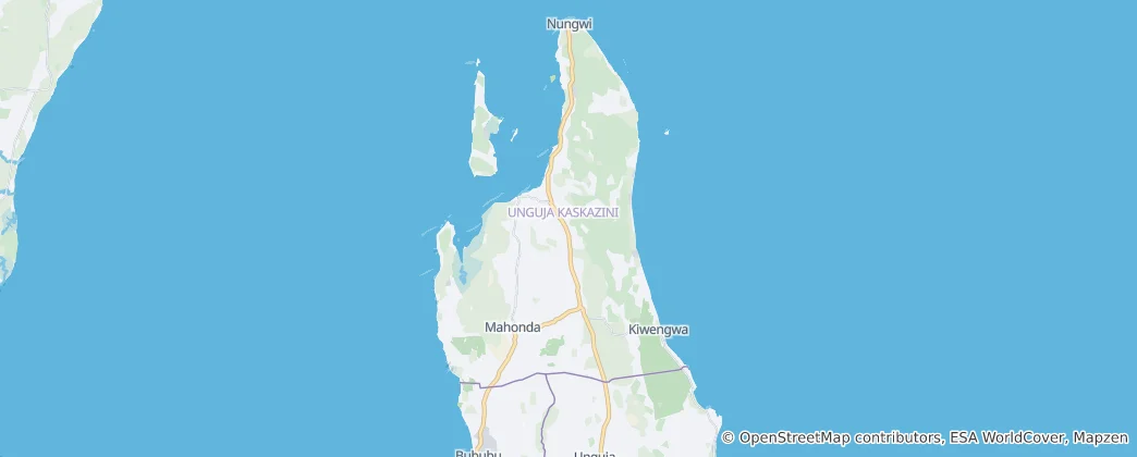 Mappa di Regione di Zanzibar Nord