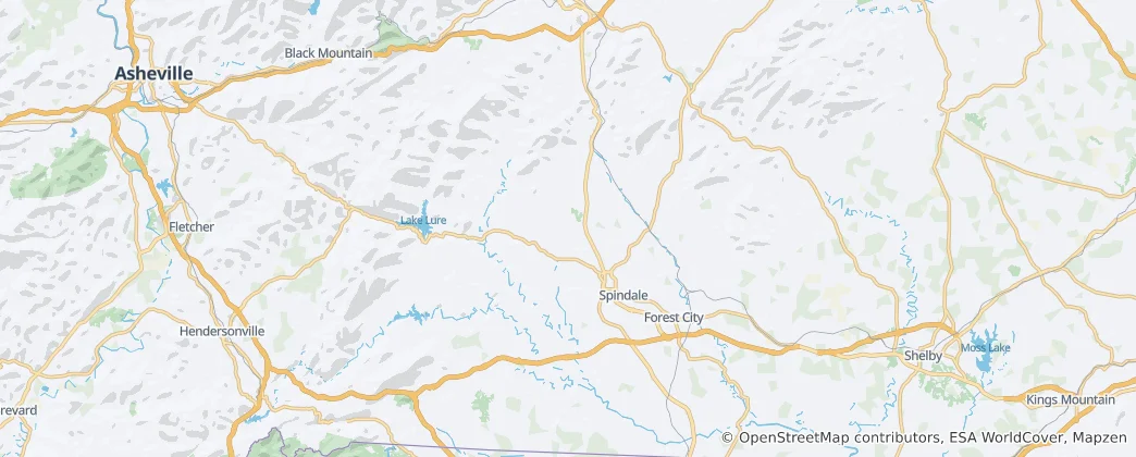 Mapa Rutherford County