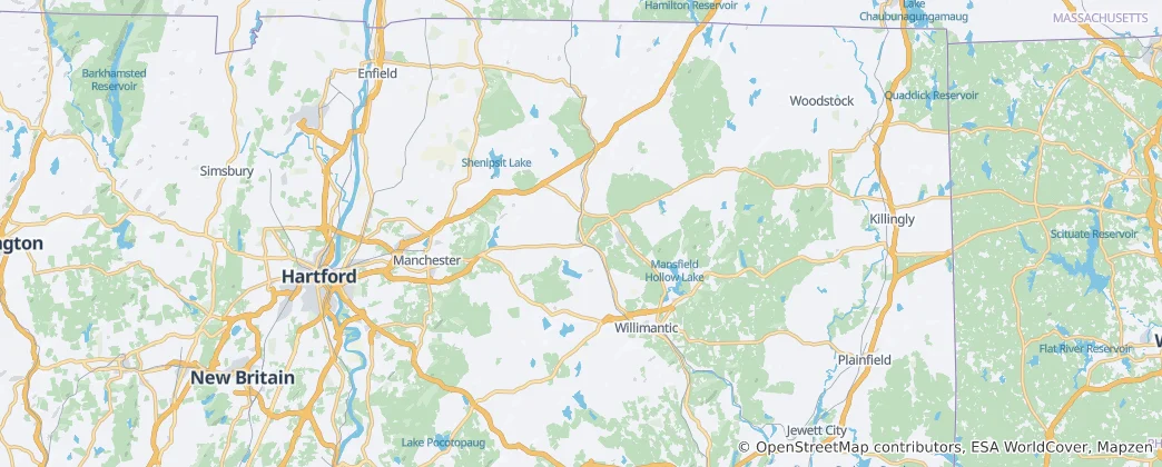 Mappa di contea di Tolland