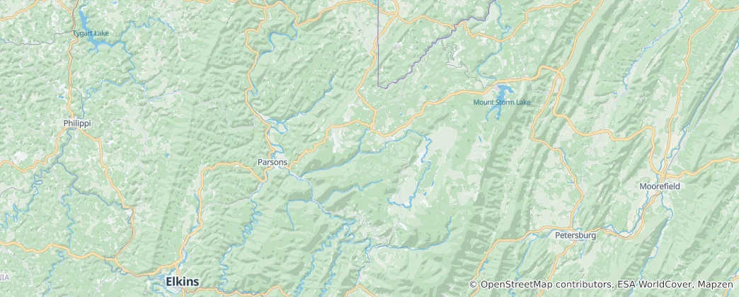 Mapa Tucker County