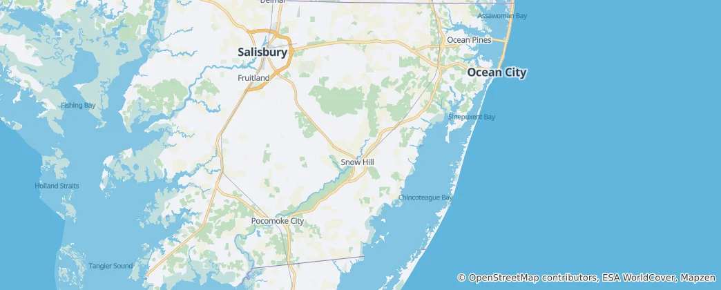 Karte von Worcester County