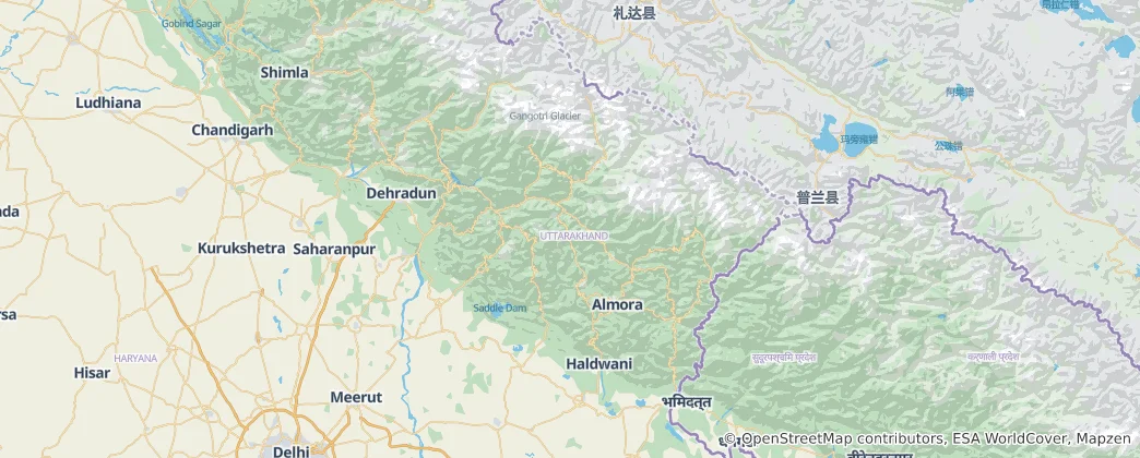 Map of Uttarakhand