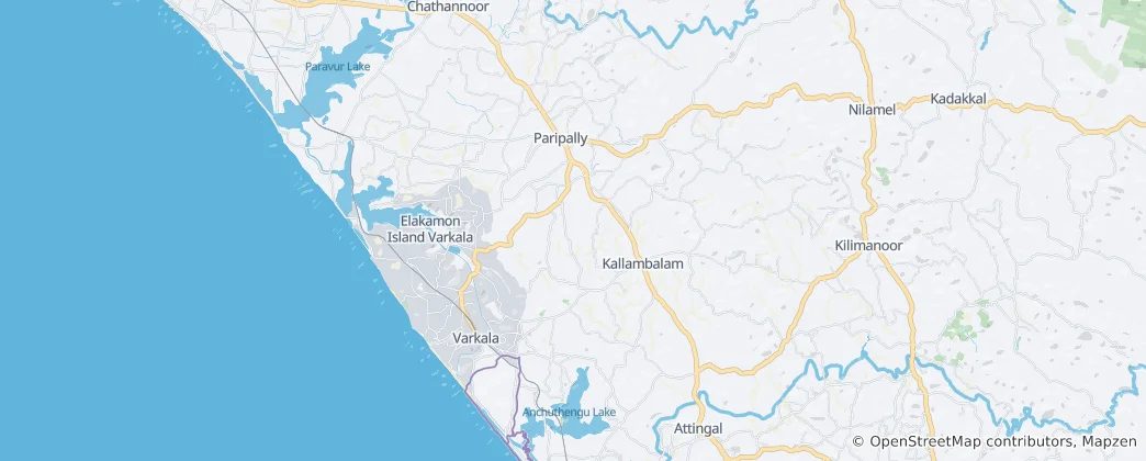 Mapa Varkala
