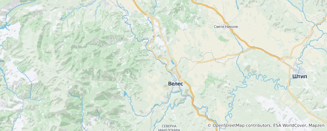 Map of Veles Municipality