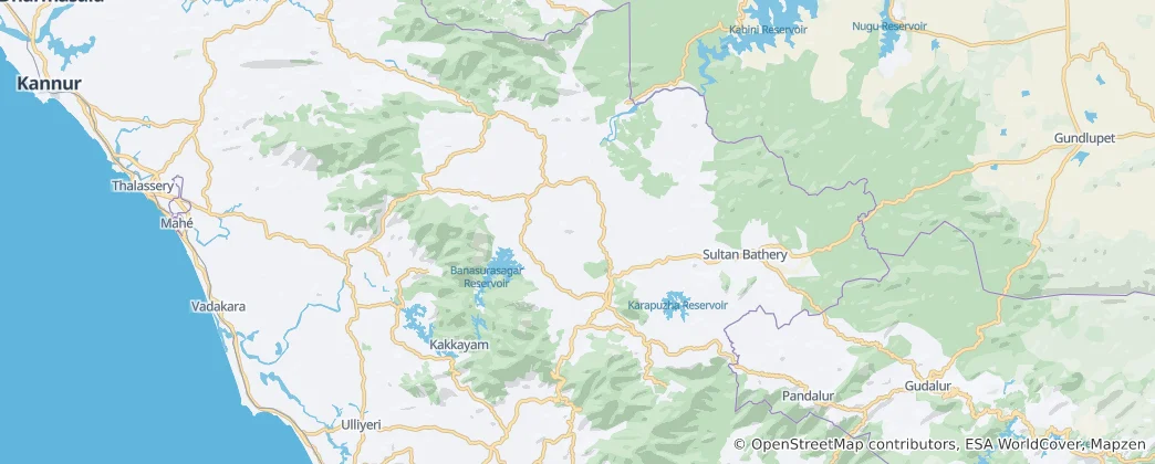 Mapa Okres Wayanad