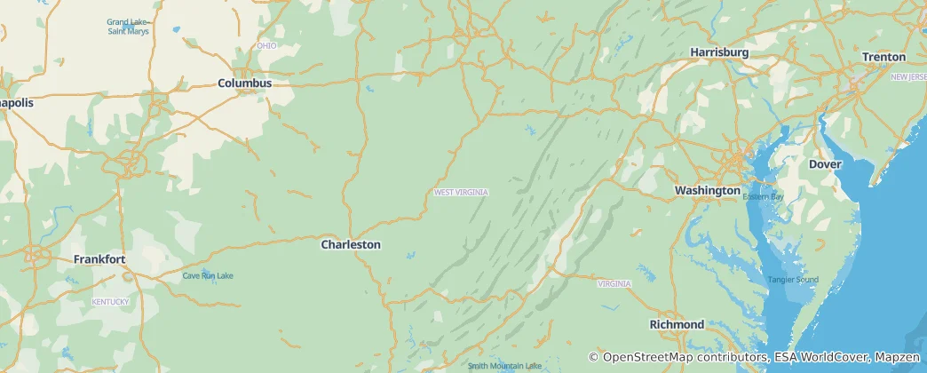 Mapa Západní Virginie