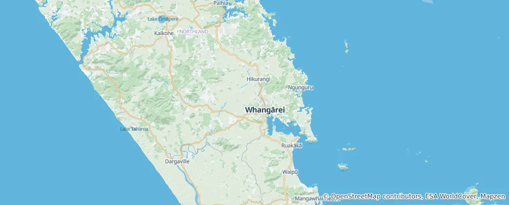 Whangarei Bölgesi Haritası