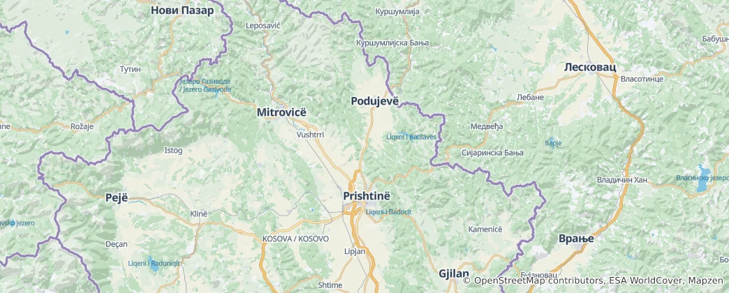 Mapa Prištinský okruh
