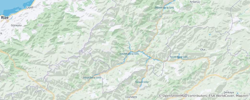Mapa Yusufeli district