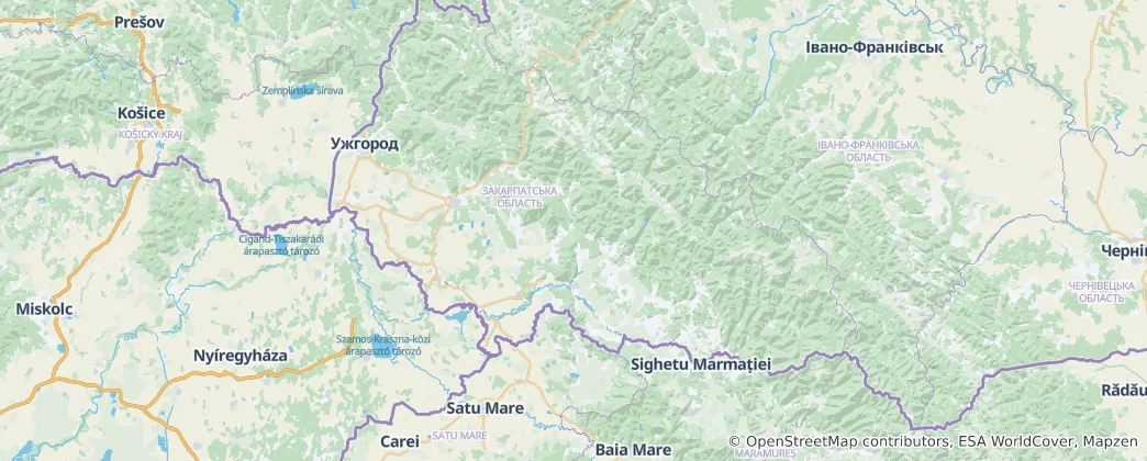 Map of Zakarpattia
