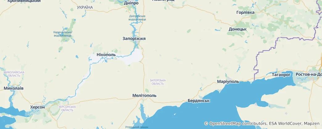 Mappa di Oblast' di Zaporižžja
