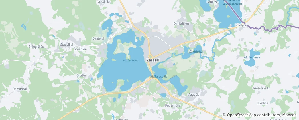 Mapa Zarasų miesto seniūnija