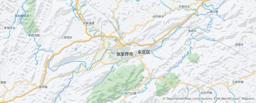 Karte von Zhangjiajie