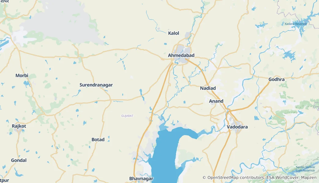 Mappa di distretto di Ahmedabad