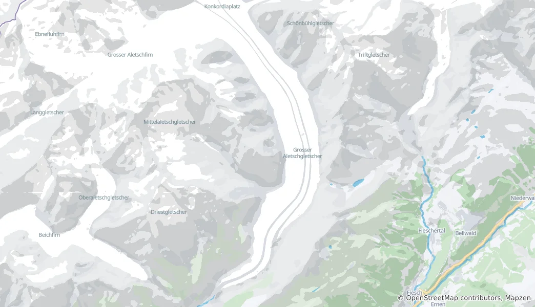 Mappa di ghiacciaio dell'Aletsch