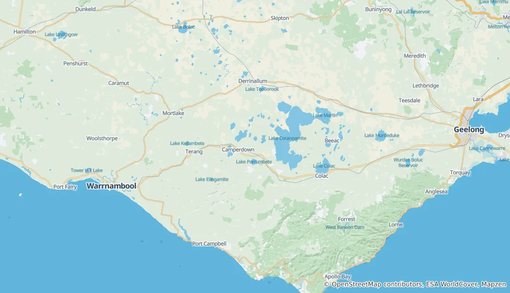 Mapa Corangamite Shire