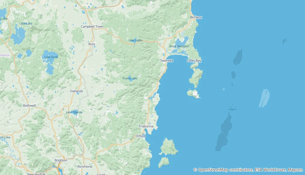 Mappa di municipalità di Glamorgan Spring Bay