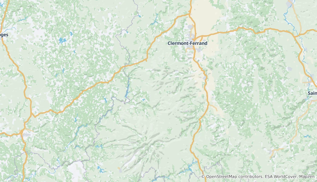 Mapa Regionální park Vulkány Auvergne