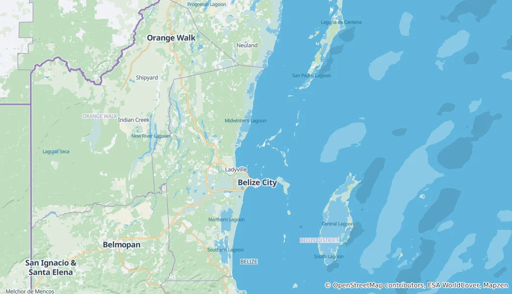 Mappa di Distretto di Belize