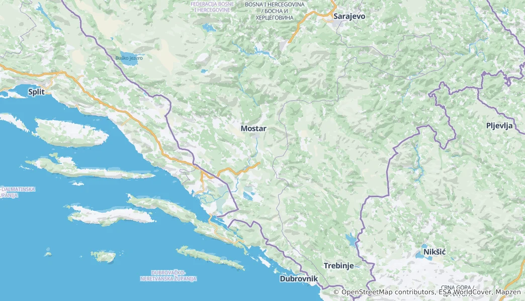 Mappa di cantone dell'Erzegovina-Narenta