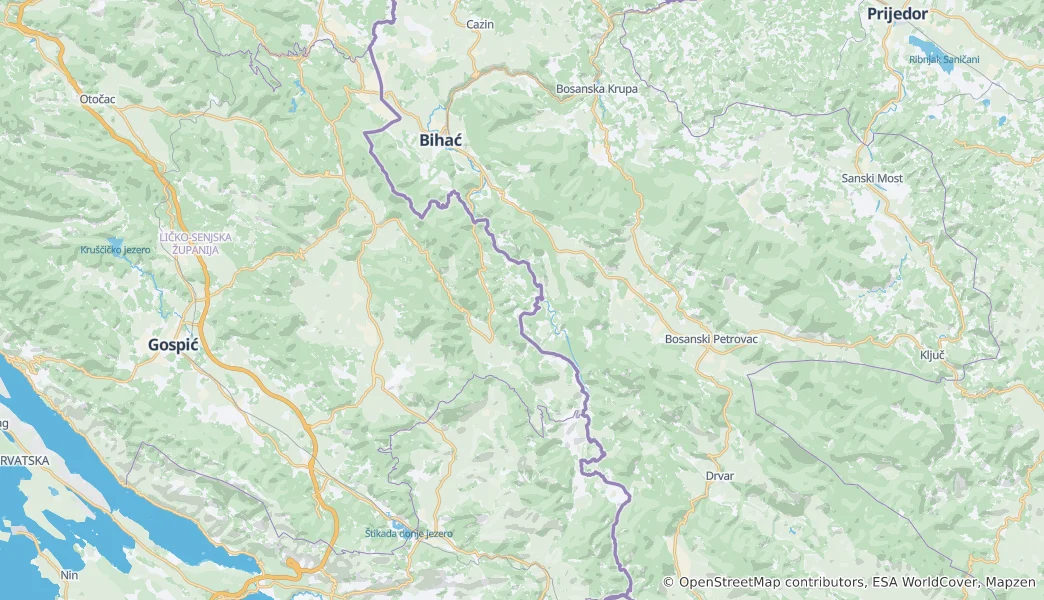 Map of Bihać