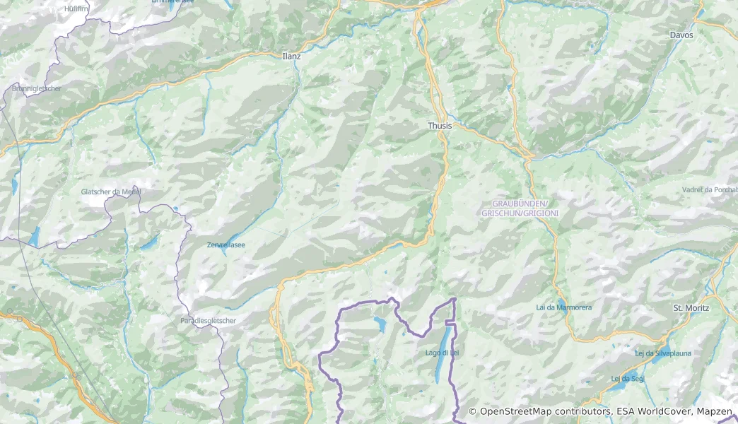 Mapa Hinterrhein District