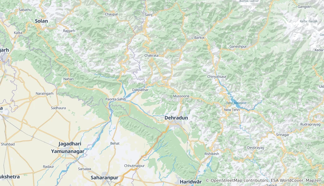 Mapa Déradúnský okres