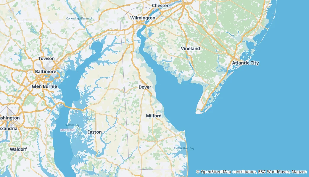 Mapa Delaware