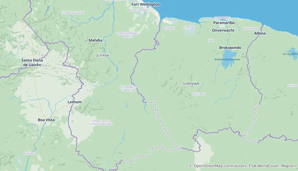 Map of East Berbice-Corentyne
