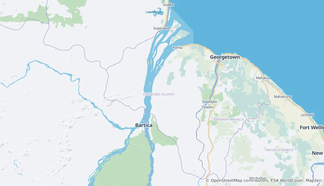 Mappa di Isole Essequibo-Demerara Occidentale