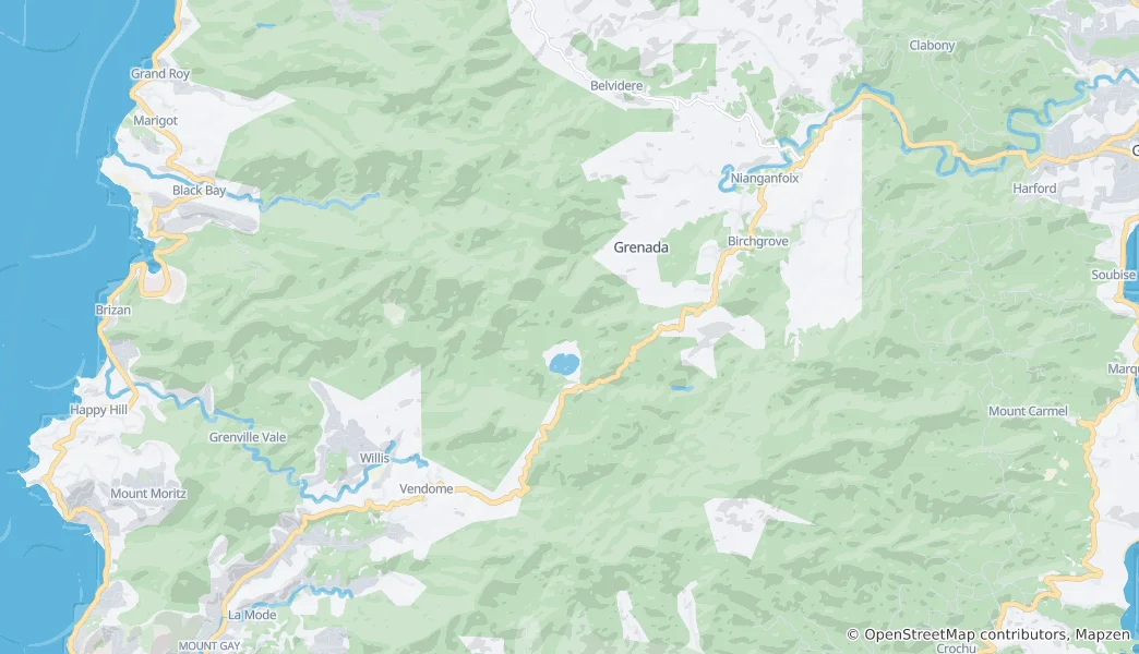 Mapa Grand Etang Forest Reserve
