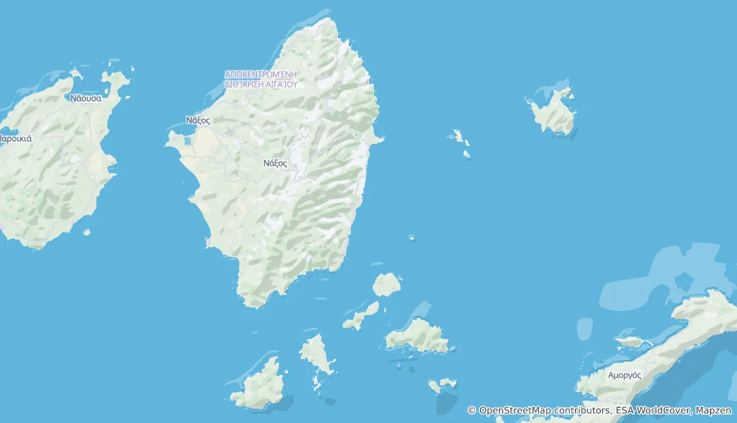 Mapa Naxos a Malé Kyklady