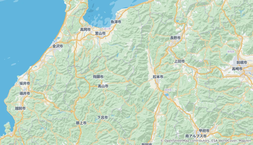 Map of Hida Mountains