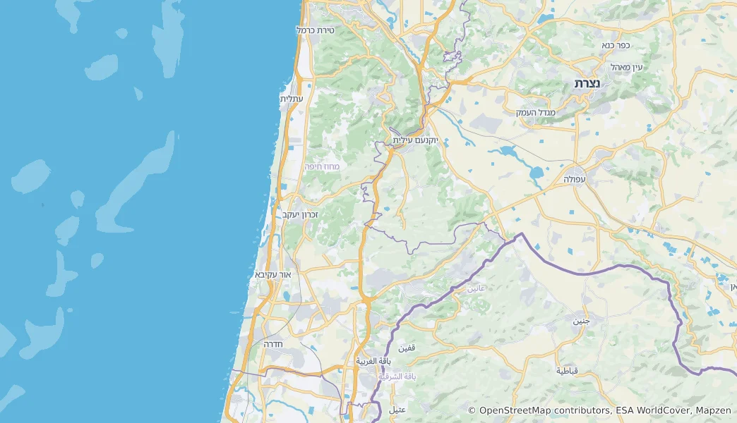 Mappa di Hadera Subdistrict