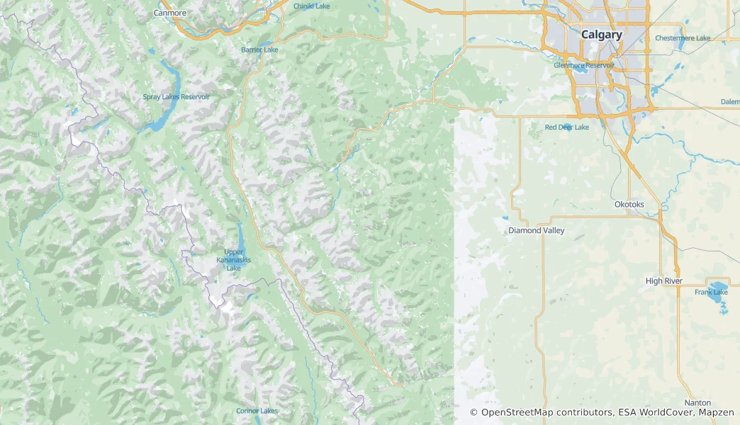 Mapa Kananaskis Country Public Land Use Zone
