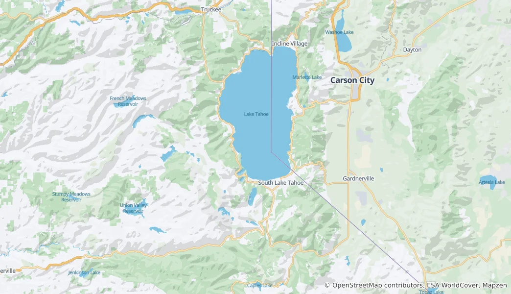 Mappa di Bacino del Lago Tahoe
