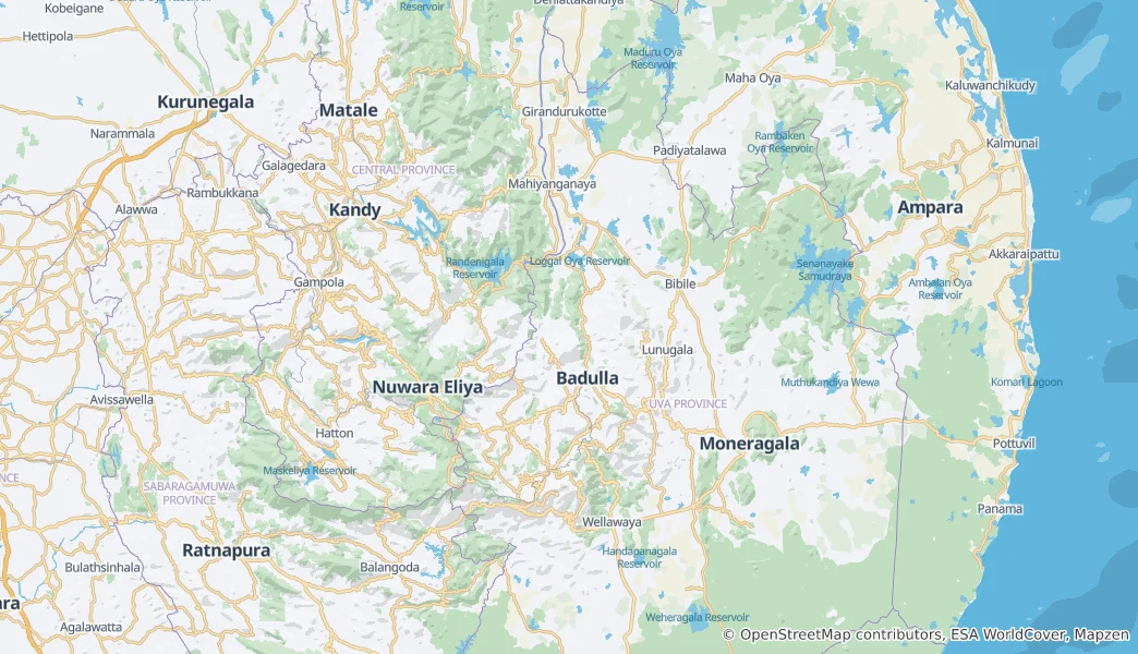 Mapa Badulla District