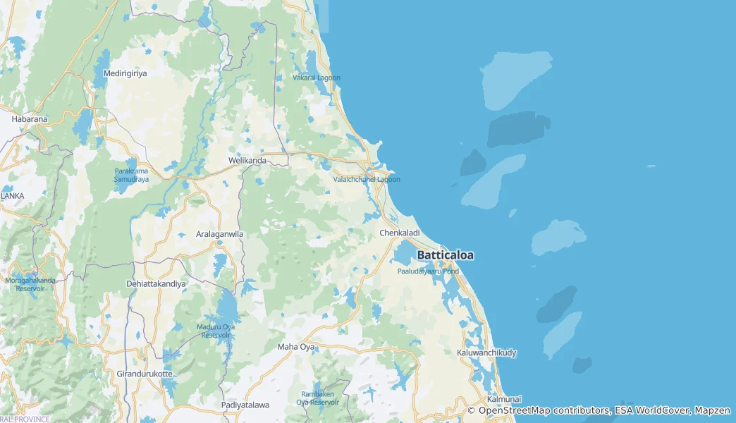 Mapa Batticaloa District