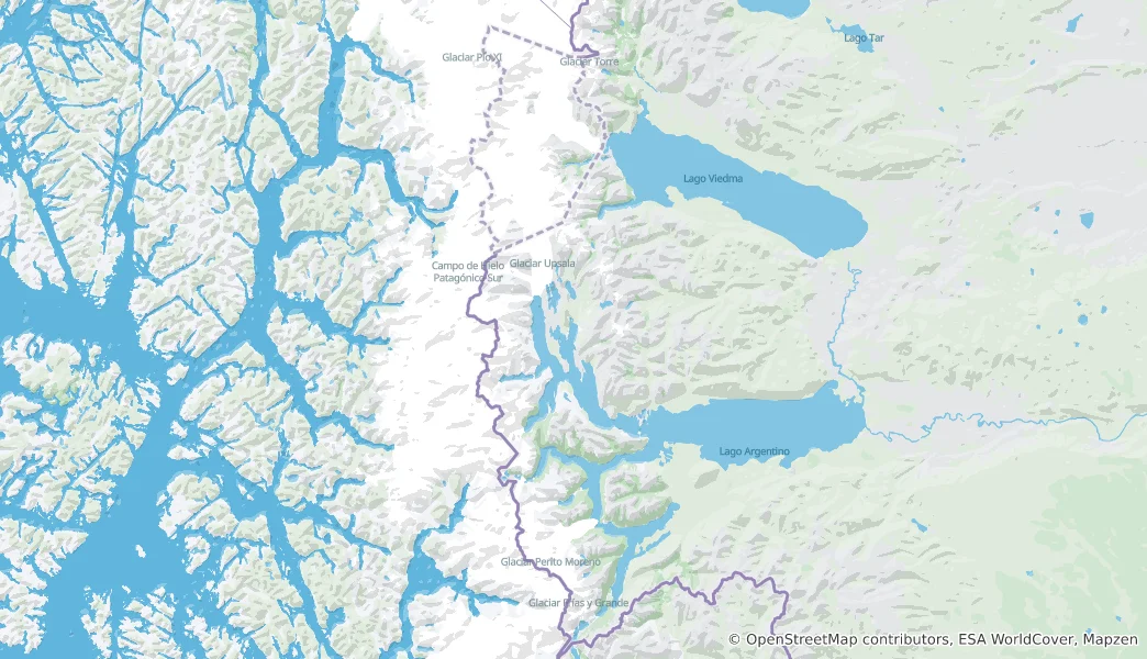 Mapa Los Glaciares National Park and Reserve