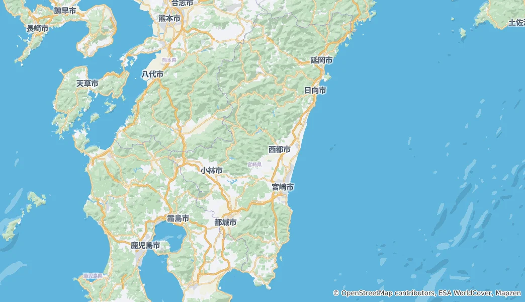 Mapa Prefektura Mijazaki