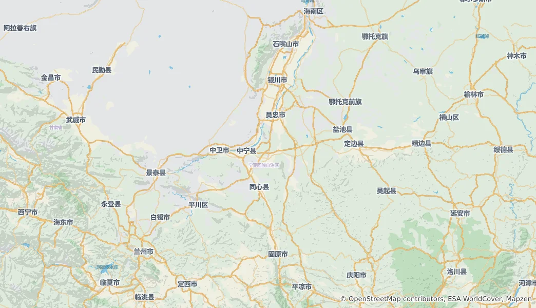 Karte von Ningxia Ningxia Hui Autonomous Region