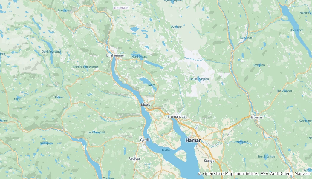 Mapa Ringsaker nor