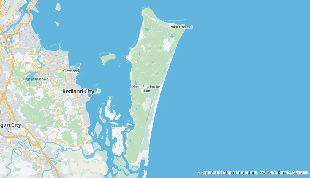 Kaart van North Stradbroke Island